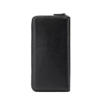 China Genuine Leather Black RFID Wallet Mens RFID Clutch Wallet Long Purse for sale