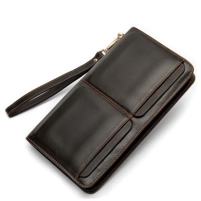 China Factory Price RFID Customized Leather Vintage Purse Clutch Multifunctional Men's Wallet for sale