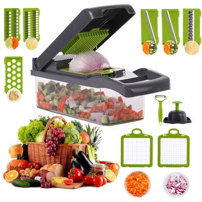 China Hot Selling Viable Multifunctional Vegetable Chopper For Kitchen Onion Fruits Cutter With Drain Rays Storage Container for sale