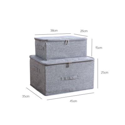 China Behind Doors/On Double Walls YMJ Cotton Canvas Storage Box Zippers Matching Box Cloth Art Covered Folding Sealing Underwear Cloth Shoes Storage Box for sale