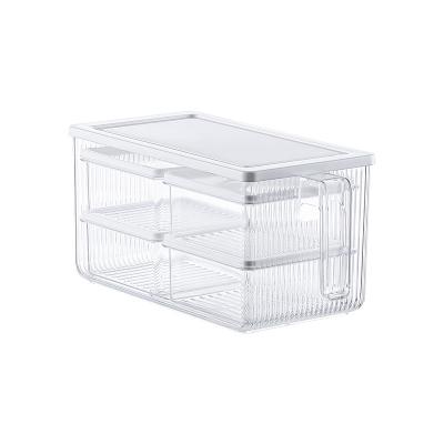 China Square Fridge Box Kitchen Organizer Food Storage Boxes Fresh-keeping Basket Eco-friendly Rearrange Transparent Containers With Lid for sale