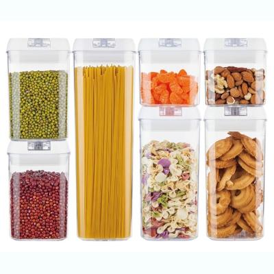 China Wholesale Eco - Friendly Kitchen Storage Container Set Transparent Sealed Box Plastic PS Square Organization For Food And Snacks for sale