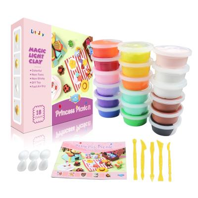 China Pincess Picnic Air Clay Ultralight Modeling Dry Set with 18 Accessories and Color Courses 21*21*6.5CM for sale