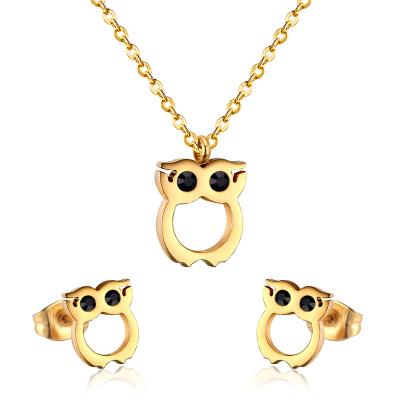 China Eco-Friendly Stainless Steel Jewelry Set 14k Gold Plated Animal Jewelry Women Gift Trendy Earrings And Statement Gold Pendant Jewelry Sets for sale