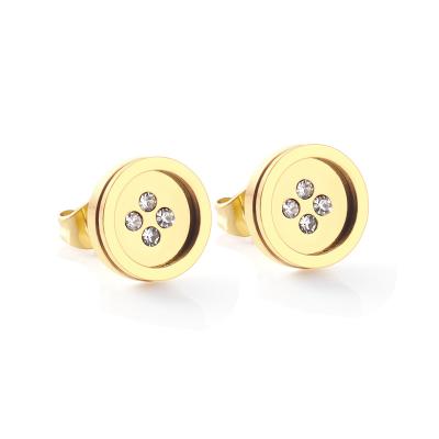 China Trendy Hot Selling High Quality Single Circle Zircon Fashion Design 18k Gold Plated Luxury Special Shaped Baby Jabot Earrings For Women for sale