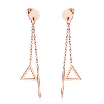 China TRENDY Fashion Women's Earrings Rose Gold Fashion Tassel Triangle Drop Earrings For Female Earring Decoration Jewelry for sale