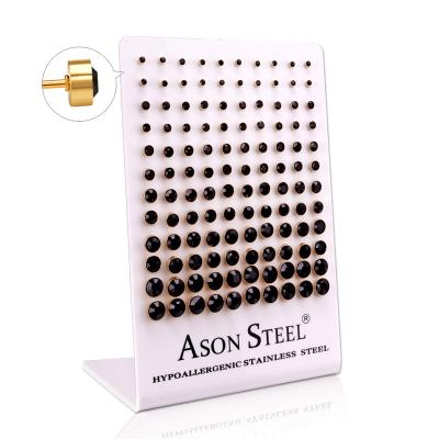 China Trendy Lead Free Nickel Free Stud Earring Sets Type Diamond Stone Gold Display Card Earring Earring Sets for sale