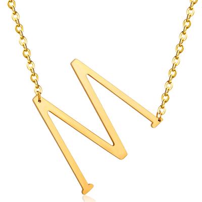 China FASHIONABLE New Style Letter M Pendant Necklace Simple Design Tasty Gold Plated Necklace Jewelry Stainless Steel Women Necklace for sale