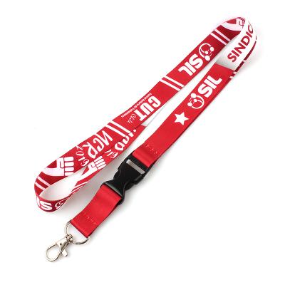 China Fashion Custom Logo Double Layer Silk Screen Printing Cloth Layers Neck Lanyard for sale