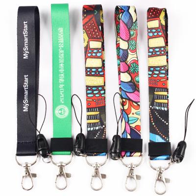 China Custom Jeans Polyester Printing Stylish Wrist Key Chain Short Lanyard for sale