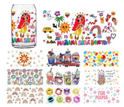 China Wholesale Waterproof Uvdtf Ready To Ship DTF Mug Waterproof UV Wrap Transfers For 16oz Tumbler Beer Can Mug Glass Mug for sale