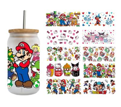 China Popular Eco-Friendly Vibrant Mug Wrap Designs Sticker Decals Cartoon Tumbler Libbey 16oz Glass Can Mug Wrap Dtf UV Mug Wraps Transfers for sale