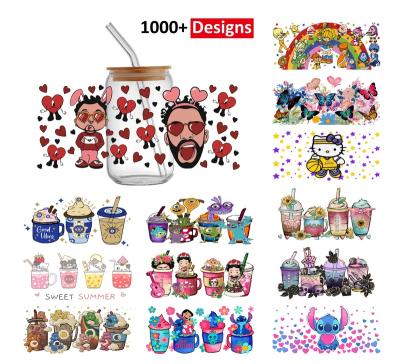 China Supplier Eco-Friendly Custom Design Waterproof Transfer Sticker Glass Uv Dtf Cup Tumbler Wrap Transfers 16oz for sale