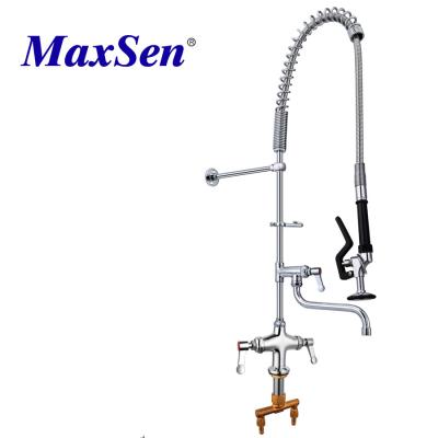 China Pull Out Spray Industrial Kitchen Sink With Pre-Rinse High Pressure Arm Sprayer Restaurant Faucet Commercial Sink Prerinse Unit for sale