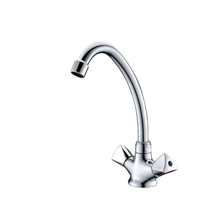 China OEM 1 Hole 2 Taps Thermostatic Ceramic Cartridge Dual Handles Kitchen Sink Faucet Mixer for sale