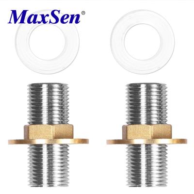 China 2 Pack Modern Chrome Kitchen Faucet Nuts Brass Threaded Piping Kit With Adapter 1/2 Inch Male Male Installation Accessories for sale