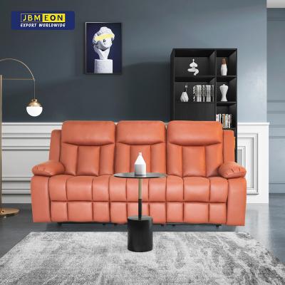 China Adjustable Leather 3 (Height) Seaters Sofa With Wooden Legs Interior Red Orange High Quality Modern Design for sale