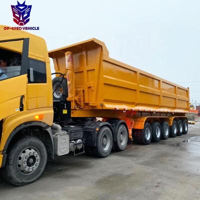 China 40 Cubic Meters Coal Transport U Shape Dump Truck Semi Trailer Truck Trailer 4 Axle for sale