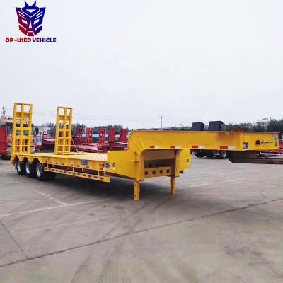 China Truck Trailer Used 3 Axle Low Bed Low Loader Semi Trailer In India for sale