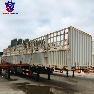 China Truck Trailer China Used 3 Axle 60 Ton Fence Livestock Cargo Semi Truck Trailer for sale