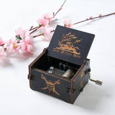 China Hot Sale Eco-Friendly Custom Engraved Hand Cranked Wooden Music Mini Wood Music Box For Valentine Day for sale