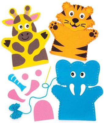 China Eco-friendly Funny Jungle Hand Puppet Animal Felt Craft Felt Pieces Decorations Kids Sewing Kits for sale