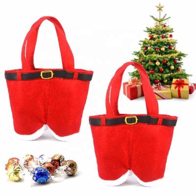 China Eco - Friendly Cute Pants Christmas Stocking Gift Bag , Red&White Color Felt Christmas Decoration for sale