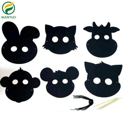 China Eco-friendly OEM Accept 12 Designs Paper Make Scratch Mask Party Halloween Diy , Decoration Kids Halloween Mask for sale