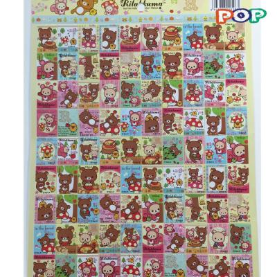 China Waterproof Cute Bear Cartoon Pattern PVC Sticker For Paste for sale