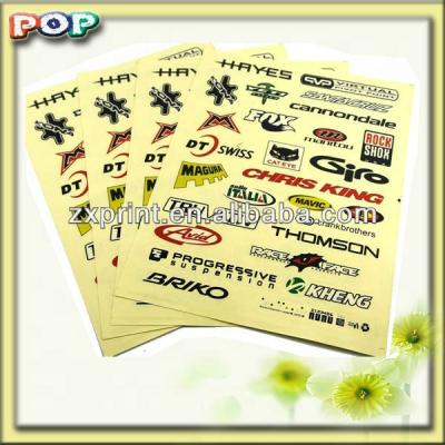 China Waterproof Convenient Car Stickers Transparent Material Printing Bike Stickers for sale