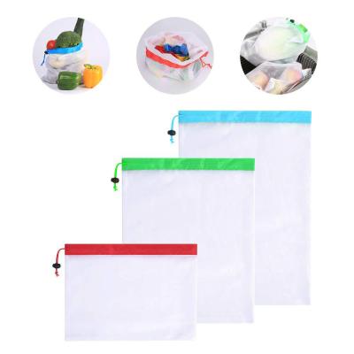 China Folding Reusable Mesh Produce Bags Washable Eco Friendly Bags For Grocery Storage Fruit Vegetable Toys Sundries Bag for sale