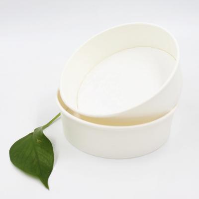 China Salad Bowl 600ml White Paper Disposable Paper Take Out Bowl for sale