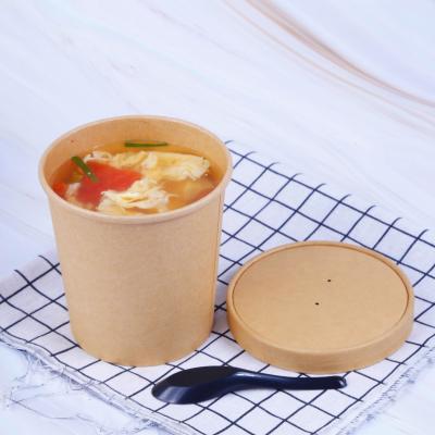 China Disposable 16oz Packaging Paper Soup Bowl Soup Disposable Takeaway Cup for sale