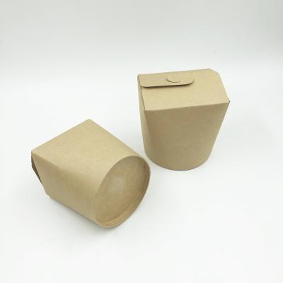 China 500ml Disposable Noodle Cup Brown Kraft Paper Pasta Box for sale