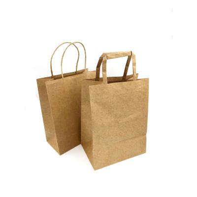 China Recyclable Kraft Paper Bag With Handle For Takeaway Food Packaging Bag for sale