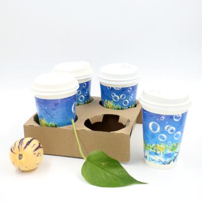 China DOUBLE WALL Disposable Beverage Take Away Paper Cup With Plastic Lid for sale