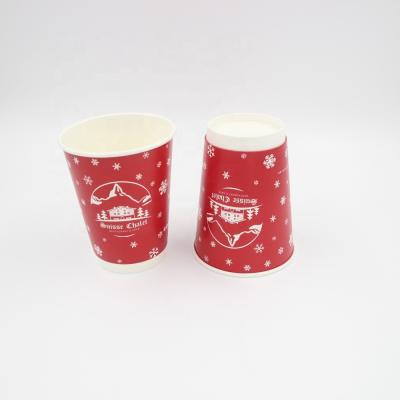 China 12oz Snowflake Disposable Paper Cup Disposable Custom Printed Paper Cups For Coffee for sale