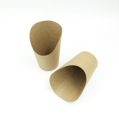 China Disposable Chip Wrapping Paper Brown French Fries Holder Disposable Paper Cup For Snack for sale