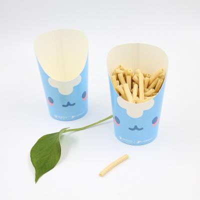 China Disposable French Fries Scoop Paper Cup Chip French Fries Holder for sale