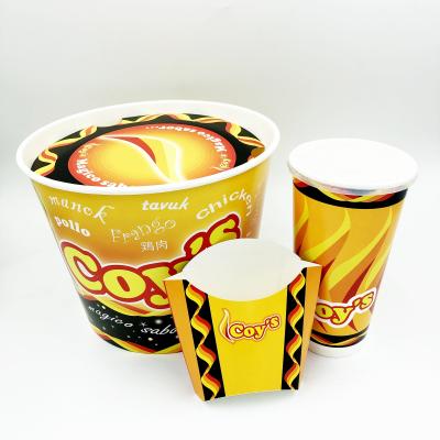 China Disposable Potato Chips Paper Cups Disposable French Fries Box for sale