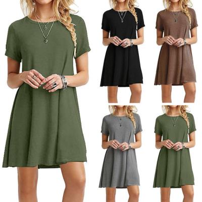 China Anti-Wrinkle Women's Short Loose Casual T-shirt Dress Simple Simple Sleeve Elegant Casual Outfits for sale