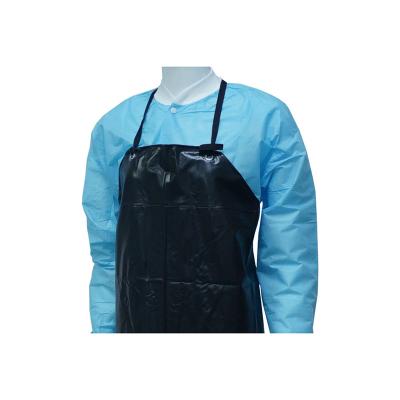 China Fashionable Latest Design Portable Food/Drinks Factory High Quality PVC Apron Protective Black For Kitchen for sale