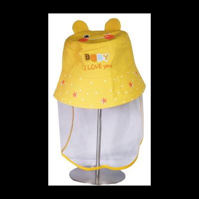 China Custom Character Logo Quality Simple Cotton Plain Dyed Ear Bucket Hat With Face Shield - Baby I Love U Yellow Sport Hats For Kids for sale