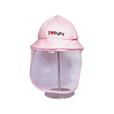 China Character Maker New Product Premium Cotton Bow Bucket Hat With Protective Shield - I Love Papa Pink Fisherman' S Hat For Present for sale