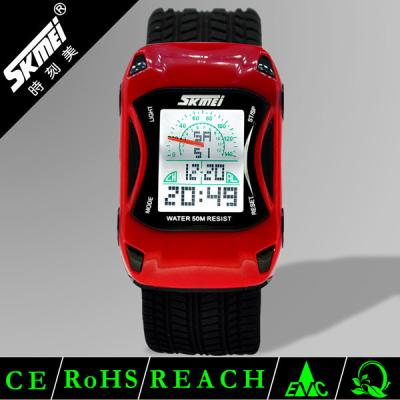 China Car Dial Japan Movt LCD Analogue Watch With PU Resin Band for sale