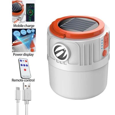 China Residential Solar Outdoor Camping Display 10W LED Lamp Power USB Charging Remote Control Night Market Lamp Waterproof Solar Lamp for sale