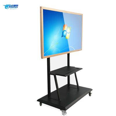 China Electric Conference Technical Support 65-85 Inch Project Bracket Metal LCD TV Adjustable Mobile Stand Cart With Wheels for sale