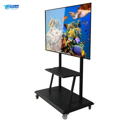 China High Quality Stronger Motorized Cold Rolled Steel 65-82 Inch Flat Panel TV Stand With Wheels for sale