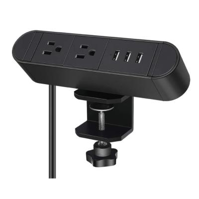 China Outdoor Mounted Flange Residential/General Purpose Black Version 2AC 3 USB On Power Unit Desktop Power Bar Power Strip For Office for sale