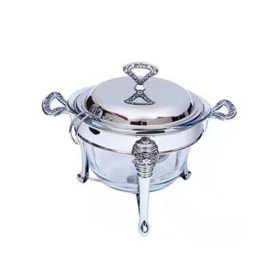 China Ss201+glass Saucepan 4pcs Large Capacity Stainless Steel Chafing Dish Buffet Food Warmer Commercial High End Wholesale for sale